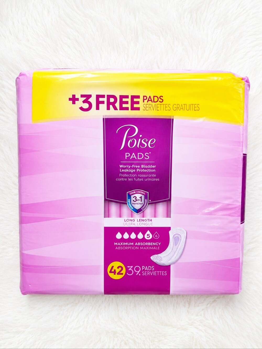 Poise Pads Bladder Leakage Protection Long Length Maximum Absorbency - 42 Count